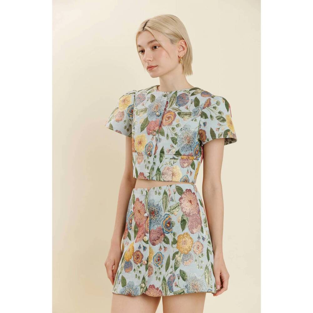 NEW BLISS floral brocade skirt set in multi